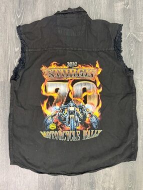 Sturgis 2010 Motorcycle Rally Biker Vest Skull Flames Size L